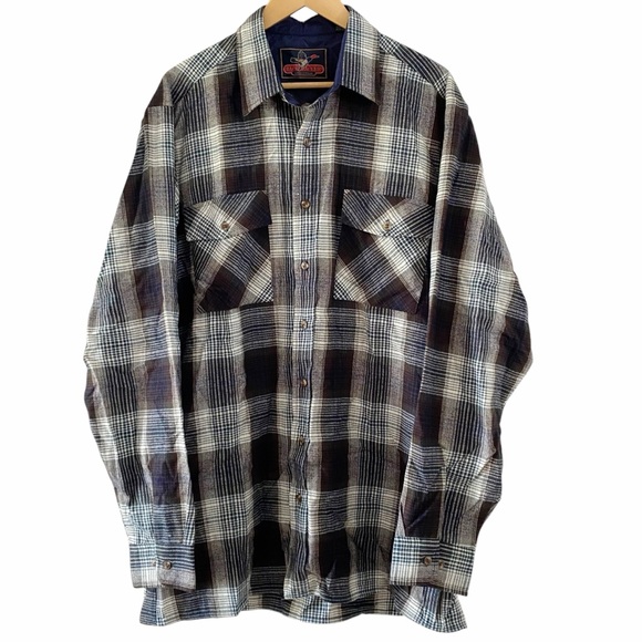 Grunge Flannel Shirt BACKPACKER SPORTSWEAR XL Tall Men’s Button Down Plaid - Picture 9 of 9